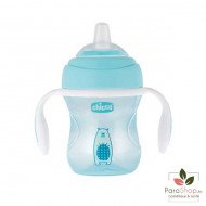 CHICCO TASSE TRANSITION BEC SOUPLE SILICONE - BOY 4M+ CHICCO TASSE TRANSITION BEC SOUPLE SILICONE - BOY 4M+