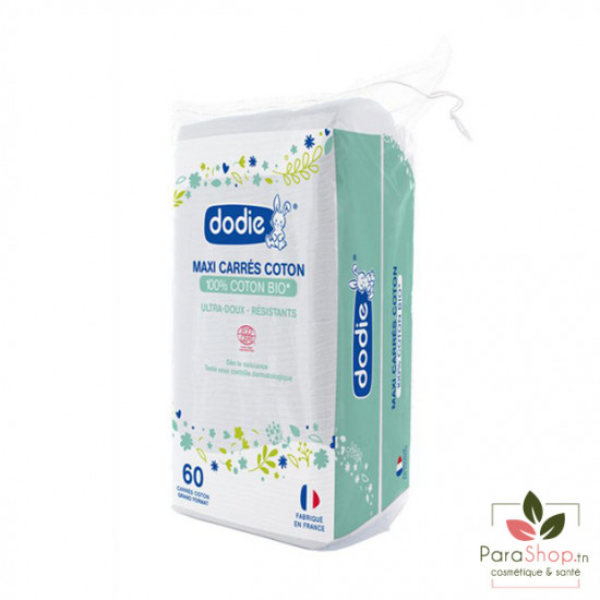 DODIE MAXI CARRÉS COTON BIO 60 pièces