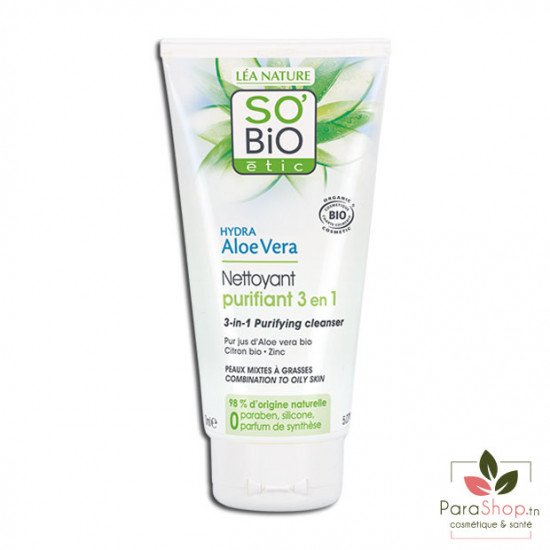 SO BIO HYDRA ALOE VERA GEL NETTOYANT PURIFIANT 3 EN 1