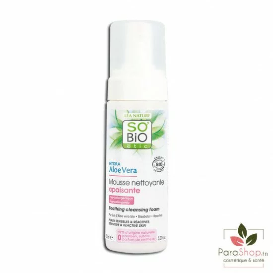 SO BiO Hydra Aloe Vera Mousse nettoyante apaisante 150ML SO BiO Hydra Aloe Vera Mousse nettoyante apaisante 150ML